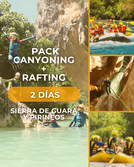 PACK AVENTURA GUARA - BARRANQUISMO + RAFTING (2 DÍAS)